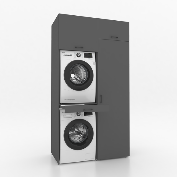 Séchoir à linge sur meuble lave-linge 2 pièces - 127 x 240 x 67 cm - Anthracite