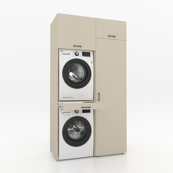 Dryer on washing machine cabinet 2-piece - 127x240x67cm – Greige