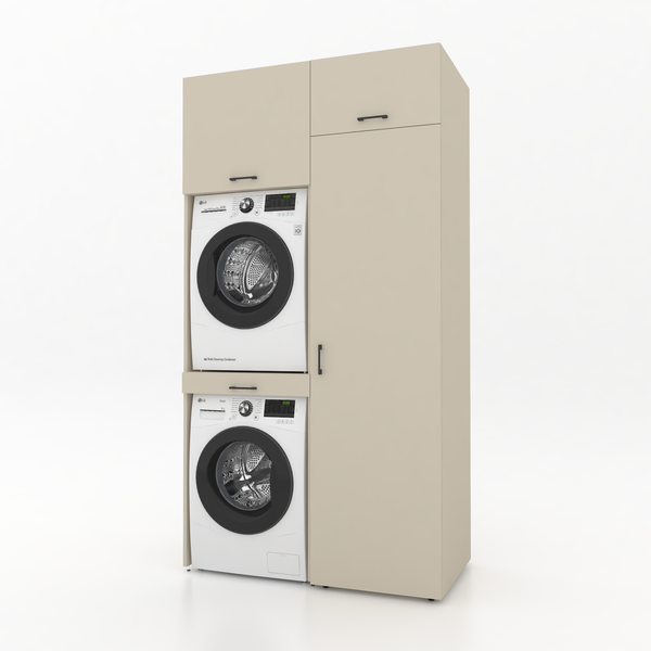 Dryer on washing machine cabinet 2-piece - 127x240x67cm – Greige