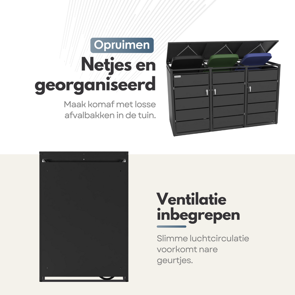 Kastrex Container Ombouw Kast - Voor 3 Kliko's - Weerbestendig & Onderhoudsvrij - Gecoat Staal