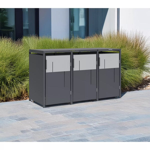 Kastrex Container Conversion Cabinet - For 2 Wheelie Bins - Weatherproof &amp; Maintenance-free - Coated Steel
