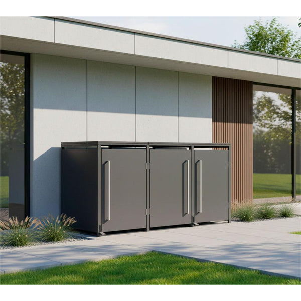 Armoire de conversion pour conteneurs Kastrex - Pour 2 poubelles à roulettes - Résistante aux intempéries et sans entretien - Acier revêtu