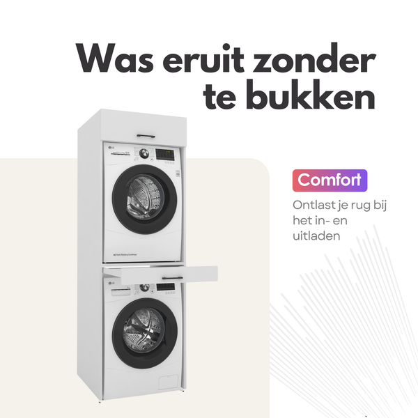 Droger op wasmachine kast 4 delig - 247x240x67cm – Wit