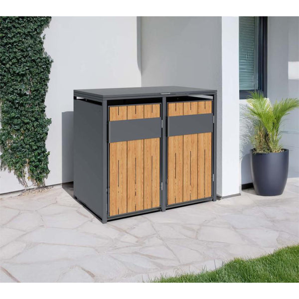 Kastrex Container Conversion Cabinet - For 2 Wheelie Bins - Weatherproof &amp; Maintenance-free - Coated Steel
