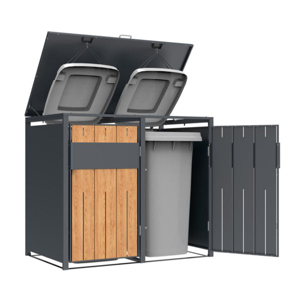Kastrex Container Conversion Cabinet - For 2 Wheelie Bins - Weatherproof &amp; Maintenance-free - Coated Steel