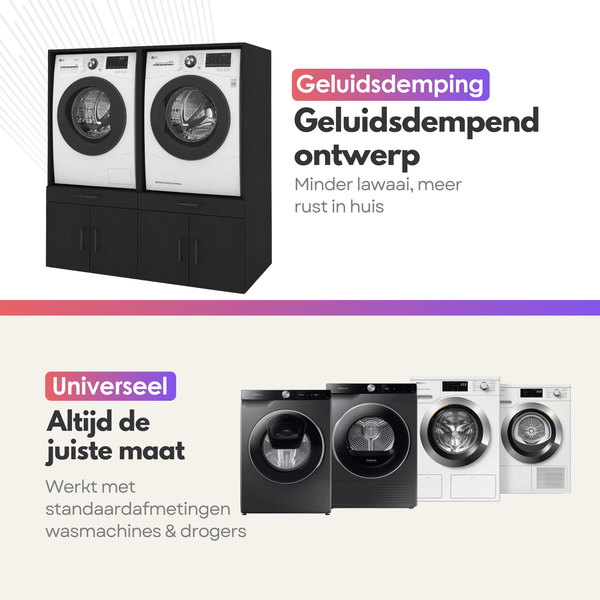 Meuble pour lave-linge, 2 pièces - 134 x 145 x 67 cm - Chêne noir