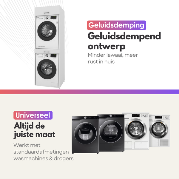 Droger op wasmachine kast 4 delig - 247x240x67cm – Wit