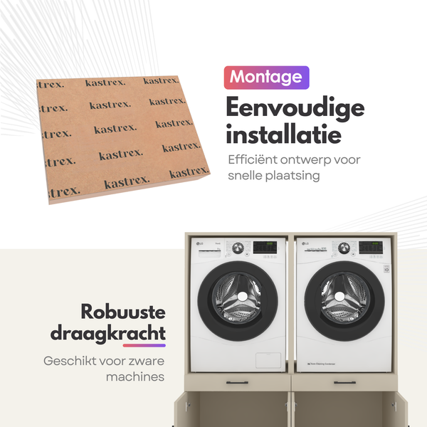 Wasmachinekast 2 delig - 134x205x67cm – Greige