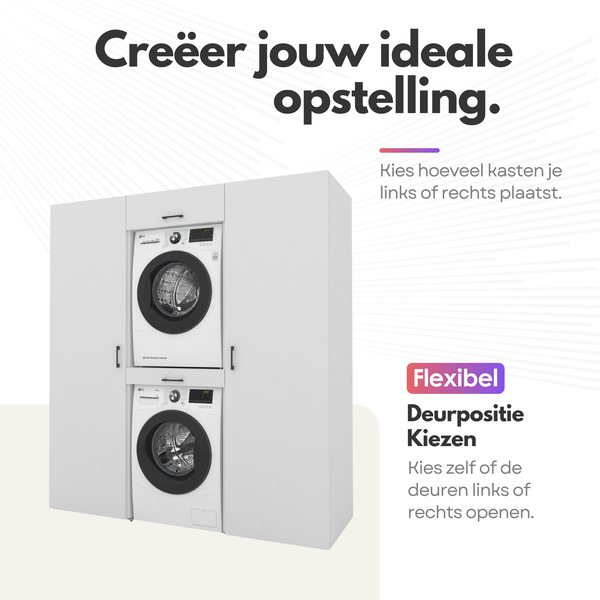Droger op wasmachine kast 4 delig - 247x240x67cm – Wit