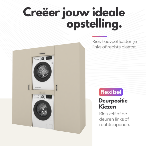 Dryer on washing machine cabinet 4-piece - 247x205x67cm – Greige